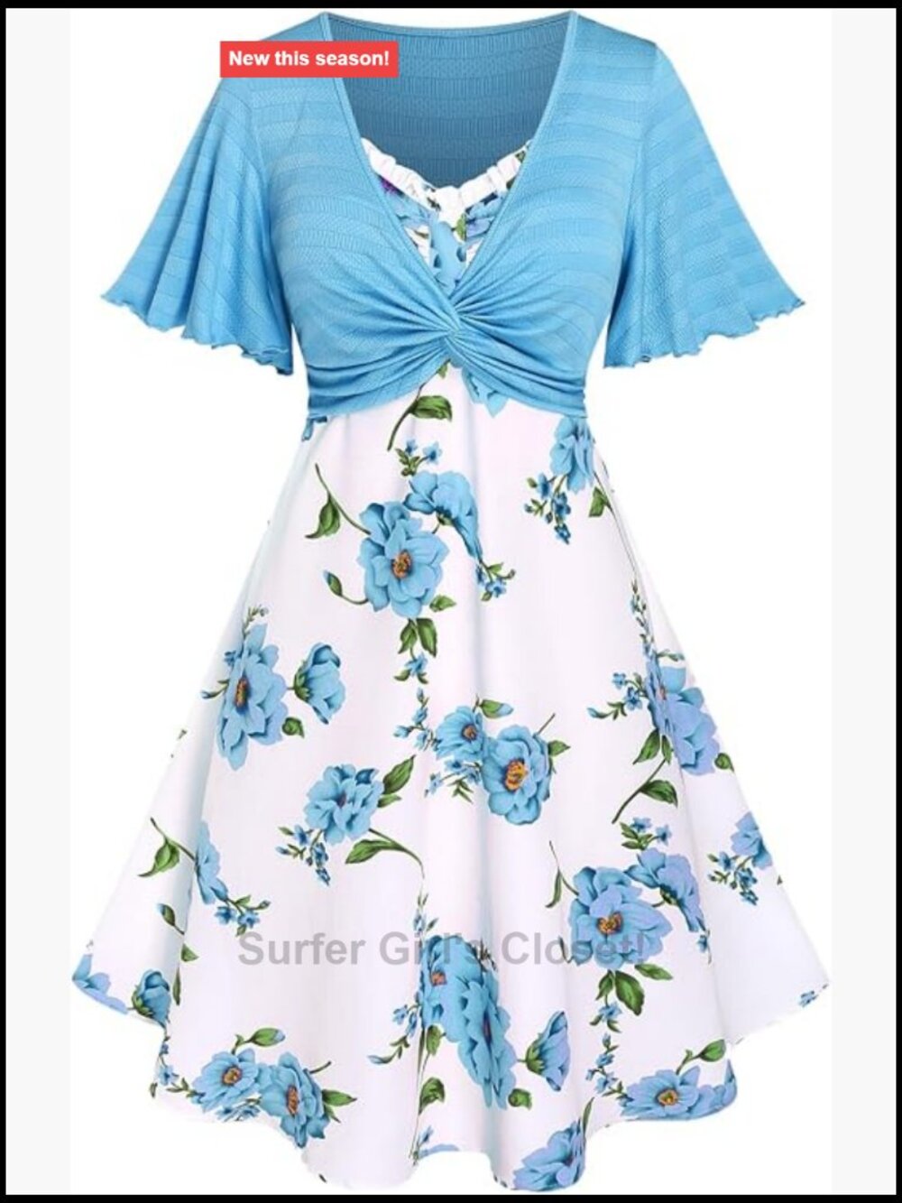 Plus Size 2PC Floral Sundress Set with Crop Top & Midi Cami Dress
